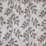 Shades of Life Pure Cotton Vertical Leaf Cream with Brown Embroidery 1Meter Curtain or Upholstery Fabric 54 Inches Width