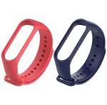 Estrenar Mi Band 3 Strap - Mi Band 4 Strap Original Soft Silicone Adjustable Replacement Wristband Straps, Belt, Bands for Xiaomi M3 & M4 Fitness Band (Navy, Red - Pack of-2)