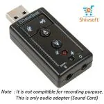 Shivsoft USB Sound Card Adapter 3D Audio Virtual 5.1 Channel (Color May Vary)