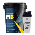 MuscleBlaze Raw Whey 80% Whey Protein Concentrate ,Unflavoured, 4 kg,with Shaker 650 ML, Combo pack