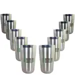 SHINI LIFESTYLE Stainless Steel Laser Design Glass, premium quality, water glass, gilas 10pc