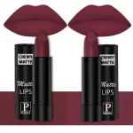 PERPAA Creamy Matte Lipstick Combo Set Of 2 Bright Long Stay Intense Color 3.5gm Each|Cherry Maroon,Dusky Maroon