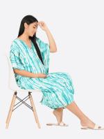 Mylo Maternity Dress for Women with Breastfeeding Zippers | Kaftan Dress | Adjustable Belt for Growing Belly | Day & Night Comfort | Feeding Dress for Pre & Post Pregnancy | Sea Green | Medium