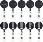 Shining Zon Round Shape Yo-Yo Retractable Key Ring for ID Card Holder (Black Pack Of 20)