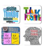 Whats Your Kick Positive Thinking New Mindset New Result Quotes Printed Set of 4 Coaster With Metal Stand