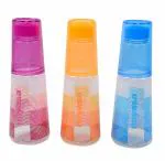 Nayasa Glass Bottle No.3 Plastic Fridge Water Bottle 1000 ml Set of 3 Multicolor