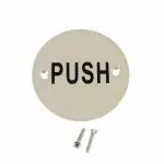 BTL Push Door Sign Circular Signage Pictogram Indicator Round Plaque Stainless Steel 304 76 mm Diameter BDI-2-PS