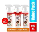 Shinelay Instant Brass & Copper Cleaner | Steel Polisher in Spray Bottle for Cleaning and Shining Products 500ml (Pack of 3)