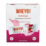Whey91 Protein Bar with 20g Protein, 3g Fiber, No Artificial Flavours- 360g (Strawberry Splash)