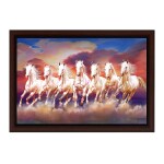 Masstone Wall Painting for Living Room | Seven Horses Vastu Painting With Frame (20x14 Inch) | Seven Running Horses Wall Decor | Painting for Wall Decoration | Scenery for Living Room Pack of 1