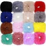Dazz Look Furry Fluffy Band Multicolor Soft Elastic Hair Ties Silky Fur Hair Band for Women Girls Kids Ponytail Holder Rubber Band, Pack of 12