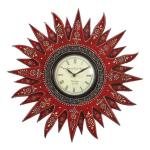 Artlivo Red & Black Solid Wood Glass Sunny Wall Clock 41 cm x 5 cm x 41 cm
