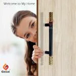 GOSAI Stinless Steel 14 inch Black Gold Main Door Handle Push Pull Handle Glass Wooden Handles for House Hotel Office Black Gold Pack of 1 pcs