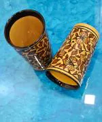 Caffeine Ceramic Handmade Brown Sehra Water Glass (300ml) Set of 2)