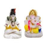 Awesome Craft Mahadev Shiv Shankar and Ganesh Ji Marble Resin Idol Set of 2 (Multicolour, Standard Size)