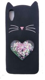 SAT SUN ARISE TECHNOLOGY Love cat Rubber Glitter Back Cover Compatible for Vivo V11 pro