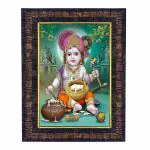 Hawai Bal Gopal Krishna Engineered Wood Wall Hanging Photo Frame for Worship Use 8.5x7inch SFDI278BLKFRM