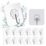 SARTHU Heavy Duty Wall Hooks Waterproof Adhesive Medium Hooks, Transparent, Nail-Free, Oil-Proof, Multi-Purpose for Home & Office Use - [PACK OF 20 ]