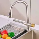 THOISEWELT Waterfall Kitchen Sink Wash Basin Faucet Hot and Cold Water Supply with Shower Fall Stainless Steel Material Silver Color Made in India (1)