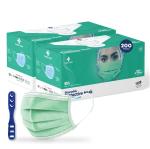 Care View 3 Ply Disposable Face Masks (Pack of 200,Green) with nose pin BIS, (ISI) Certified mask with Melt blown layer