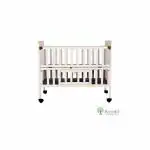 Arcedo Handcrafted furniture Florence Wooden Baby Cot With Mosquito Net, Height Adjustable, with Storage - (white)