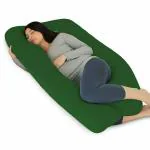 Moms Moon Dark Green Microfiber Pregnancy Pillow with Cover
