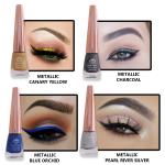Looks United New Fashion Shimmer Glitter Metallic Eyeliner (Metallic Canary Yellow, Metallic Charcoal, Metallic Blue Orchid, Metallic Pearl River Silver)Pack Of 4