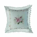 MONKDECOR Embroidery Design Cushion Cover Set of 5 Pcs (Size-16x16 Inches) Design-Cross Stich White & Pink
