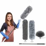 CABTY Microfiber Clining Fan Duster- 3 in 1 Duster Microfiber Feather Duster Bendable & Extendable Fan Cleaning Duster with 100 Inches Expandable Pole Handle Washable Duster for High Ceiling Fans (King)