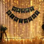 Hemito Latex Black Happy Birthday Long Led Light Birthday Decorations Kit (Set Of 2)