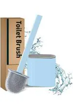 CRACK Multicolor Silicone Anti drip Set Long Handle Toilet Bowl Cleaner Brush with Holder Stand and Wall mounting Sticker for Western and Indian Toilet Bathroom Pack of 1