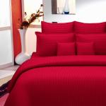 Wrapry Red Polycotton Striped Double Bedsheet With 2 Pillow Covers - 108 X 108 Inch