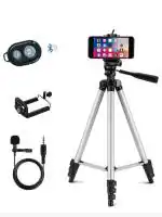 Lepiz 3110 Combo Tripod with Selfi Remote and Collar Mic for Mobile, Fold-able, Portable Adjustable