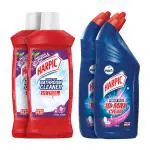 Harpic Disinfectant Bathroom Cleaner Floral 1LX2 & Harpic Disinfectant Toilet Cleaner Liquid Rose 1LX2