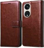 BINTAGE Flip Cover for Reno 8T 5G - CPH2505 (Brown, Grip Case, Pack of: 1)