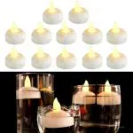 ZURU BUNCH Set of 12 Water Floating Light Diya LED Light Candle, Bathtub Wedding Decorative Floating Tealight Candles Battery Operated Warm White, Floating LED Small Candles