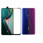 Kite Digital Oppo K3 Back Screen Protective Film Carbon Fiber Skin Transparent Screen Guard Sticker + 5D/6D/11D/21D Black Premium Tempered Glass Screen Protector