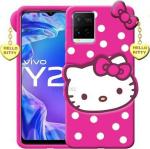 Aviaaz Vivo Y33s Hello Kitty Pink, White Silicon Back Cover