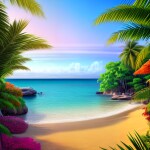 Love Creation A4 Size poster print for creative wall art- tropical-sunset-paradise-blend-10168( Sticker)