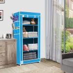 Fabura Single Door Collapsible Wardrobe In 4 Shelfs in Blue Color