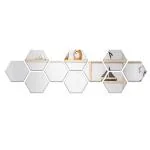WallWear Mirror Sticker for Home Decoration | Mirror Finish Wall Stickers | Pack of 10 (Hexagon Silver) -Self Adhesive Acrylic Sticker, Mirror Stickers for Home & Festivals Decoration