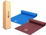 Yogwise Yoga Mat for Men Women 4MM Anti-Slip Light Weight EVA Wine Blue (Pack of 2)