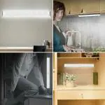 MELBON LED Motion Sensor Closet Lights, Rechargable Battery Operated Under Cabinet Lighting, Stick-on Anywhere Wireless Wardrobe Led Closet Light (Warm Light, 14 LED (21cm)