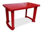 AVRO FURNITURE Delta Dining Table with Wooden Texture on Top in Red Color