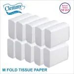 Clemmy Multifold Paper (M Fold) Tissue Paper, High Absorbent, Large Size Tissue, White Folded Towel Sheets, Hand Towels (100 PULL/PACK) | 1000 Sheets | Pack Of 10.