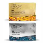 Oxyglow Herbals Oxyglow Herbals Gold Facial Kit 50G And Oxyglow Herbals Diamond Facial Kit 50G (Pack Of 2)