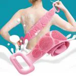 Lichee Silicone Body Back Scrubber, Double Side Bathing Brush for Skin Deep Cleaning Massage, Dead Skin Removal Exfoliating Belt for Shower, Easy to Clean, Lathers Well