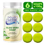 WashBerry Ayurvedic Aloe Vera Bath Soap 100g (Pack of 6) | Handmade Herbal Soap