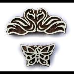 AN HANDICRAFT Rose Wood Pottery Crafts and Textile Printing Stamp - Set of 2 Pieces