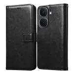 Casotec Flip Cover Back Case for iQoo Neo 9 Pro 5G | Premium Leather Finish | Inbuilt Pockets & Stand | Flip Cover Back Case for iQoo Neo 9 Pro 5G (Black)